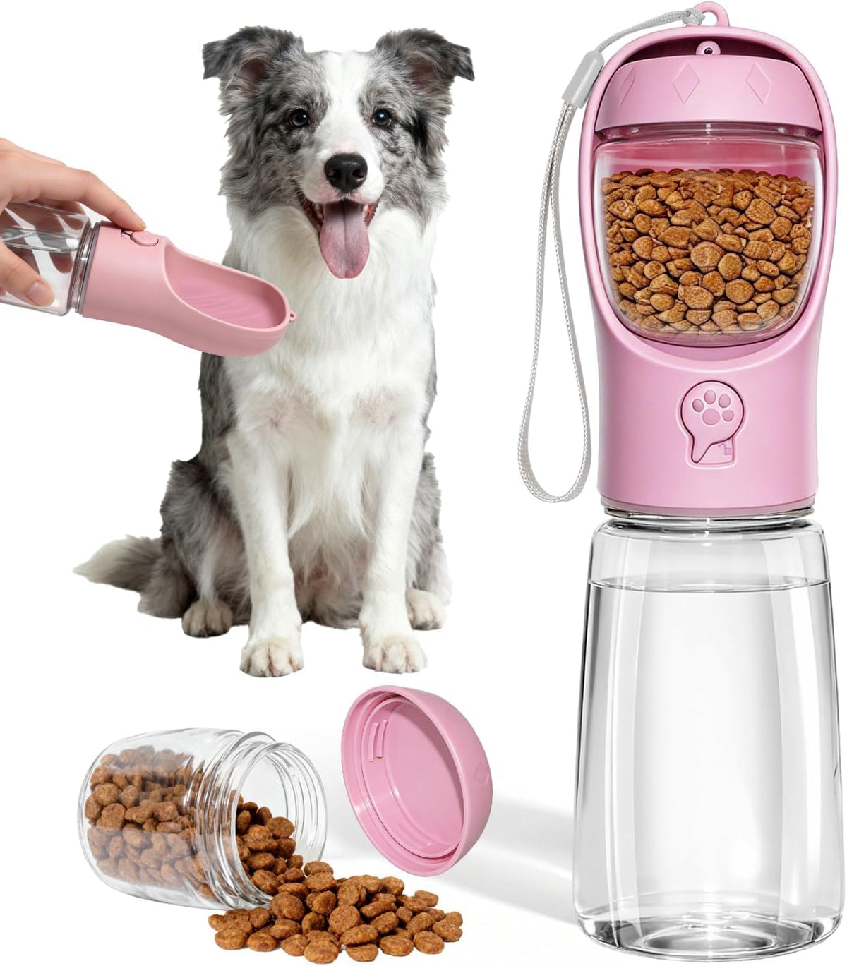 Paw Velour 2-in-1 Portable Dog Water Bottle & Food Container