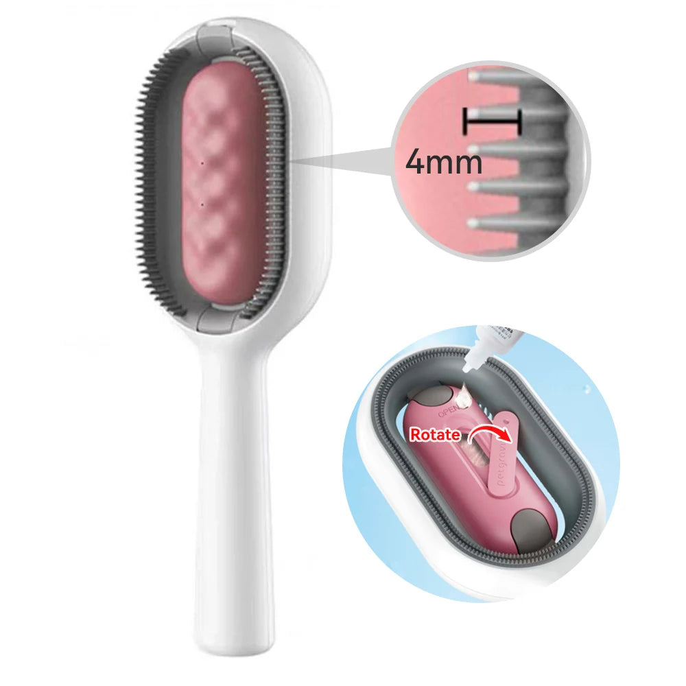Paw Velour brush showing 4mm silicone bristles and rotating water tank compartment