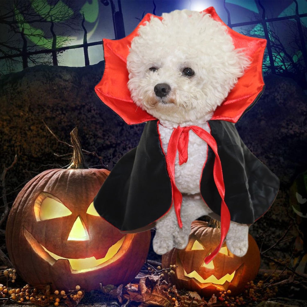 Paw Velour vampire cloak pet costume, full costume view