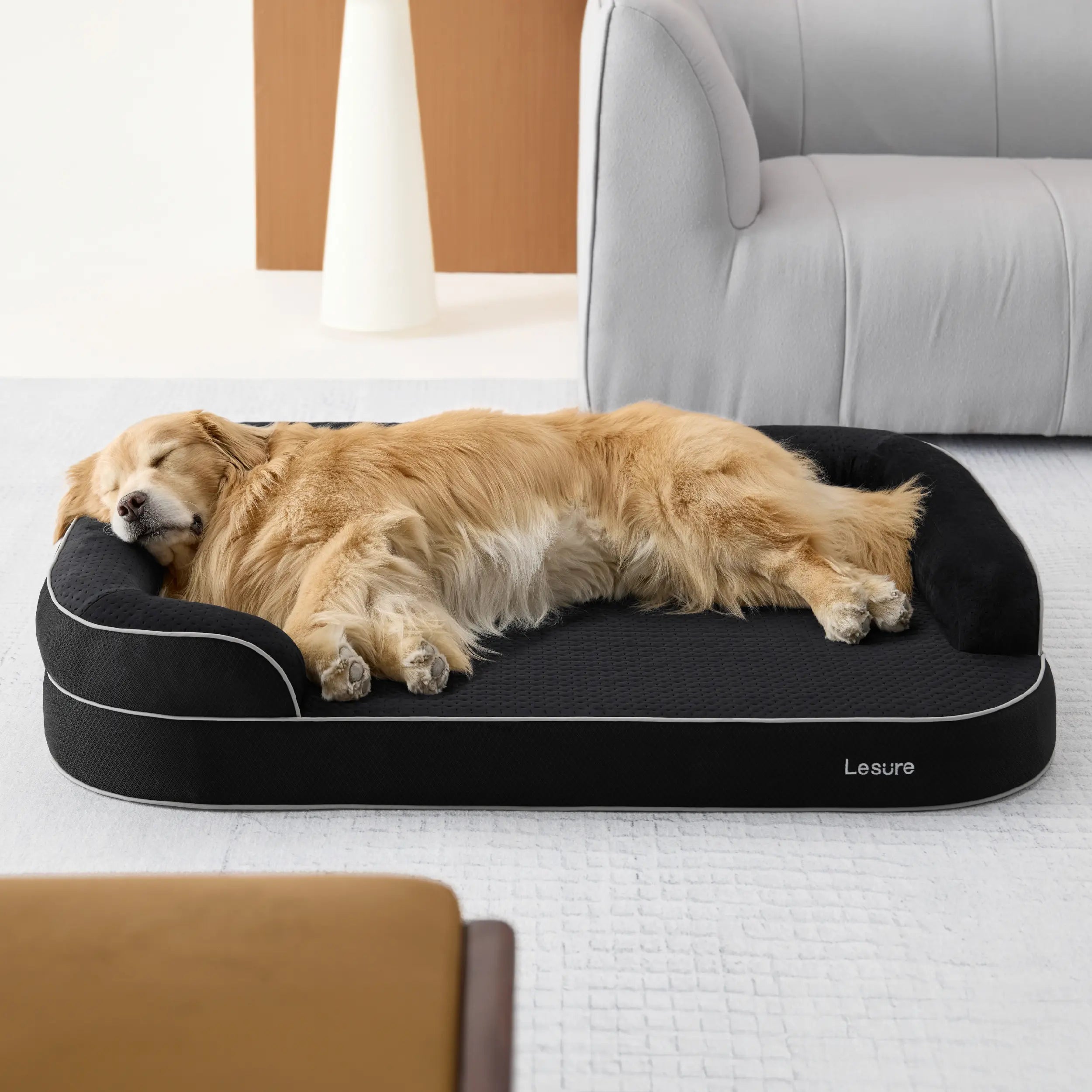 Lesure Realortho Orthopedic Dog Bed - Joint Protection for Large & Senior Dogs,Premium Memory Foam Orthopedic Bed for Senior Joint Support with Waterproof Washable Cover, Comfort Couch Sofa for Deep Sleep