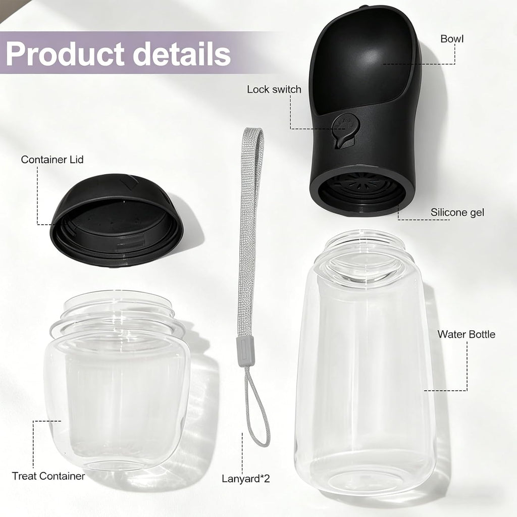 Paw Velour 2-in-1 Portable Dog Water Bottle & Food Container