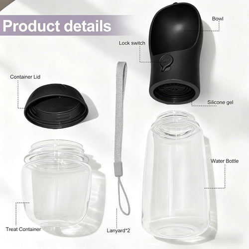 Paw Velour 2-in-1 Portable Dog Water Bottle & Food Container