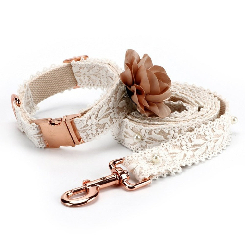 Paw Velour Lace Flower Cat Harness & Leash Set