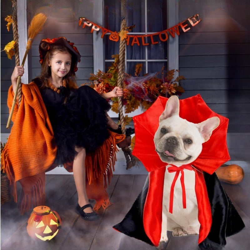 Paw Velour vampire cloak pet costume, hood detail