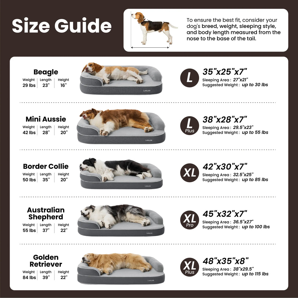 Lesure Realortho Orthopedic Dog Bed - Joint Protection for Large & Senior Dogs,Premium Memory Foam Orthopedic Bed for Senior Joint Support with Waterproof Washable Cover, Comfort Couch Sofa for Deep Sleep