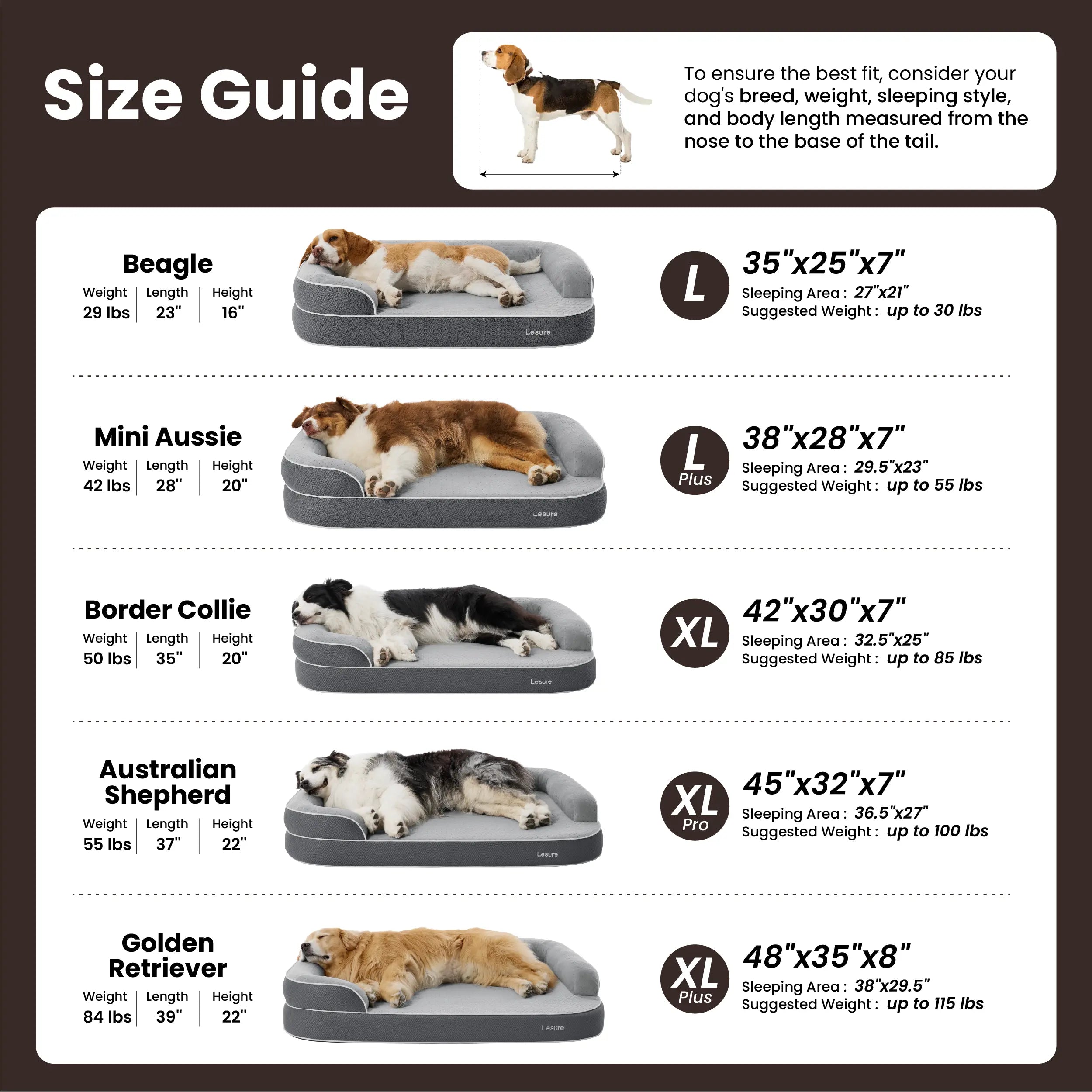 Lesure Realortho Orthopedic Dog Bed - Joint Protection for Large & Senior Dogs,Premium Memory Foam Orthopedic Bed for Senior Joint Support with Waterproof Washable Cover, Comfort Couch Sofa for Deep Sleep