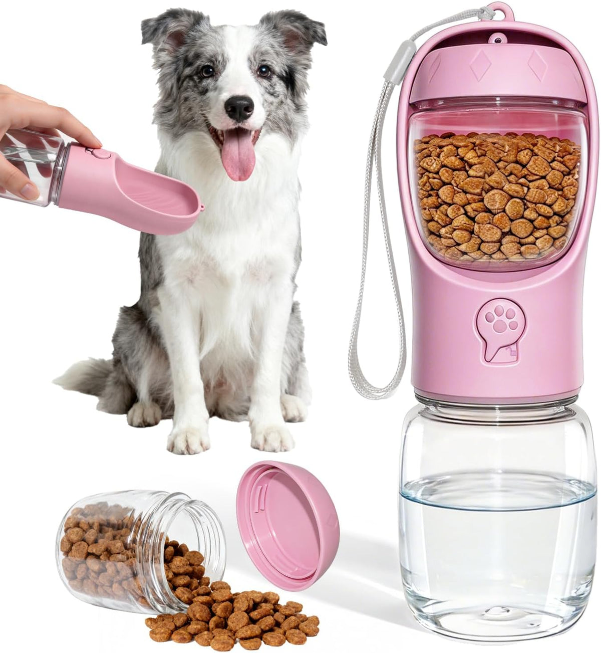 Paw Velour 2-in-1 Portable Dog Water Bottle & Food Container