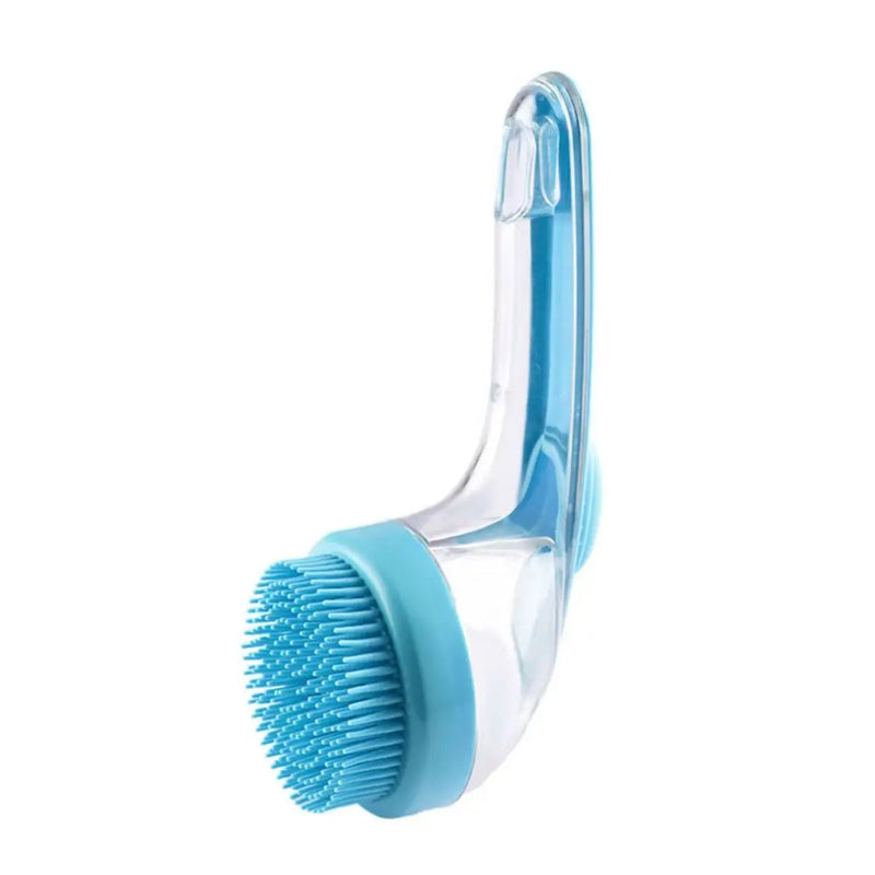 Paw Velour 2-in-1 grooming brush with built-in shampoo dispenser