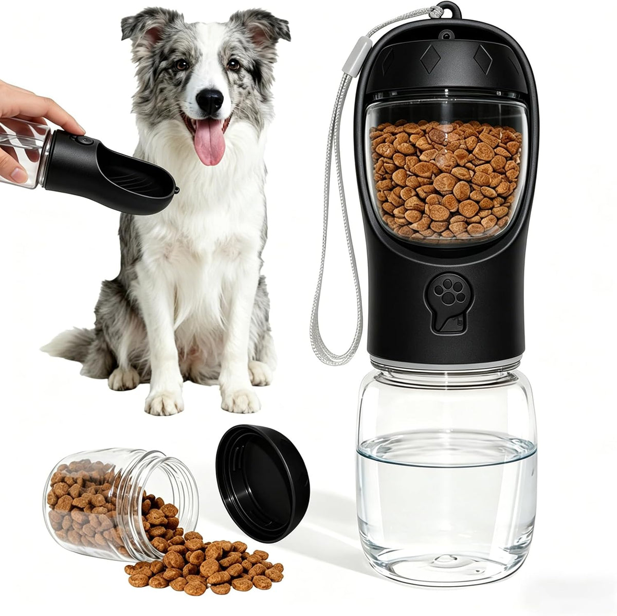 Paw Velour 2-in-1 Portable Dog Water Bottle & Food Container
