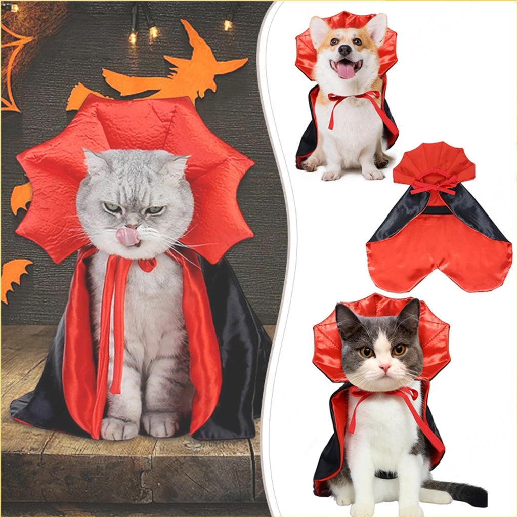 Paw Velour vampire cloak pet costume, front view