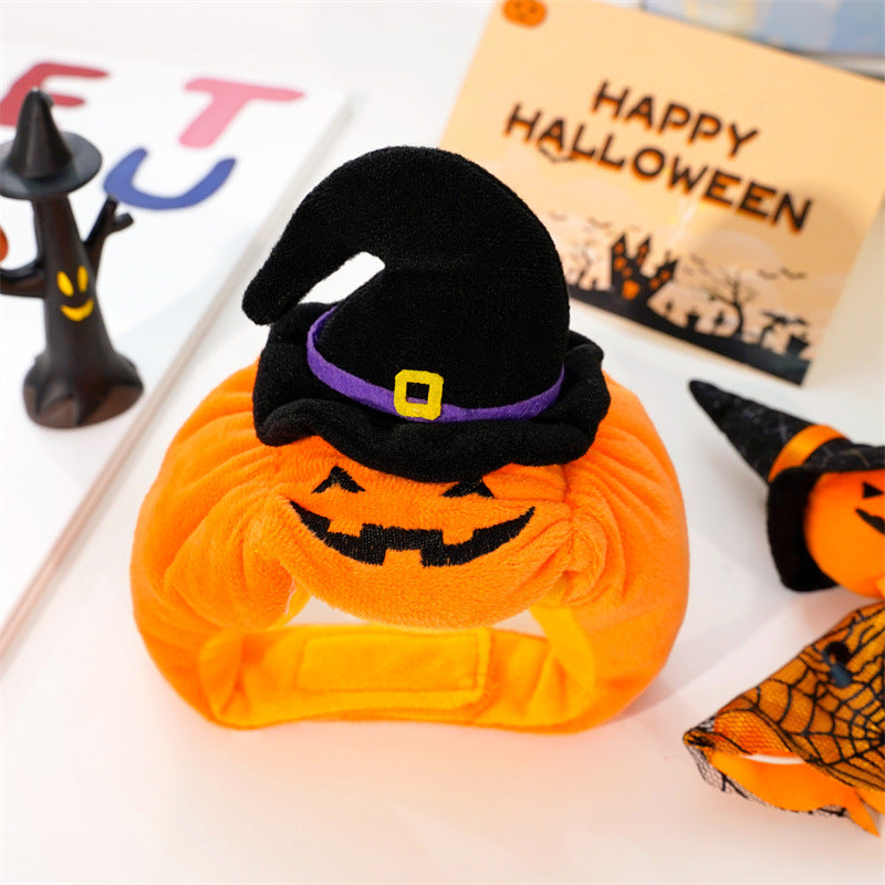 Paw Velour pumpkin pet costume, back view