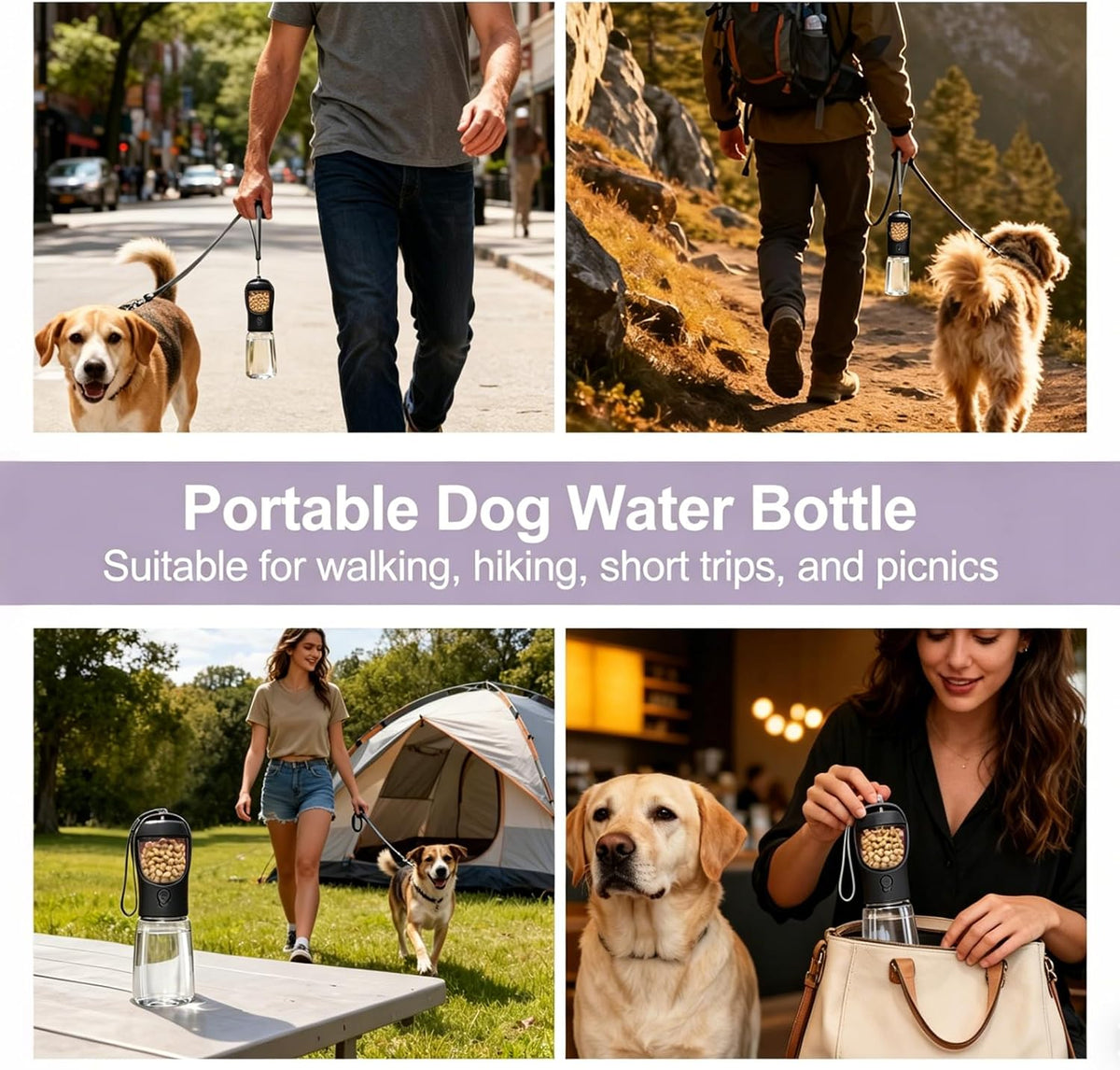 Paw Velour 2-in-1 Portable Dog Water Bottle & Food Container