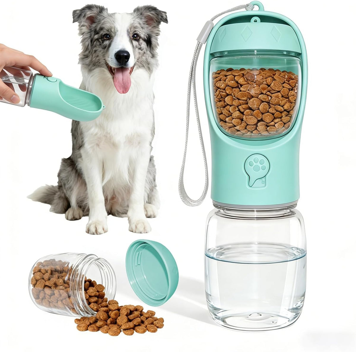 Paw Velour 2-in-1 Portable Dog Water Bottle & Food Container