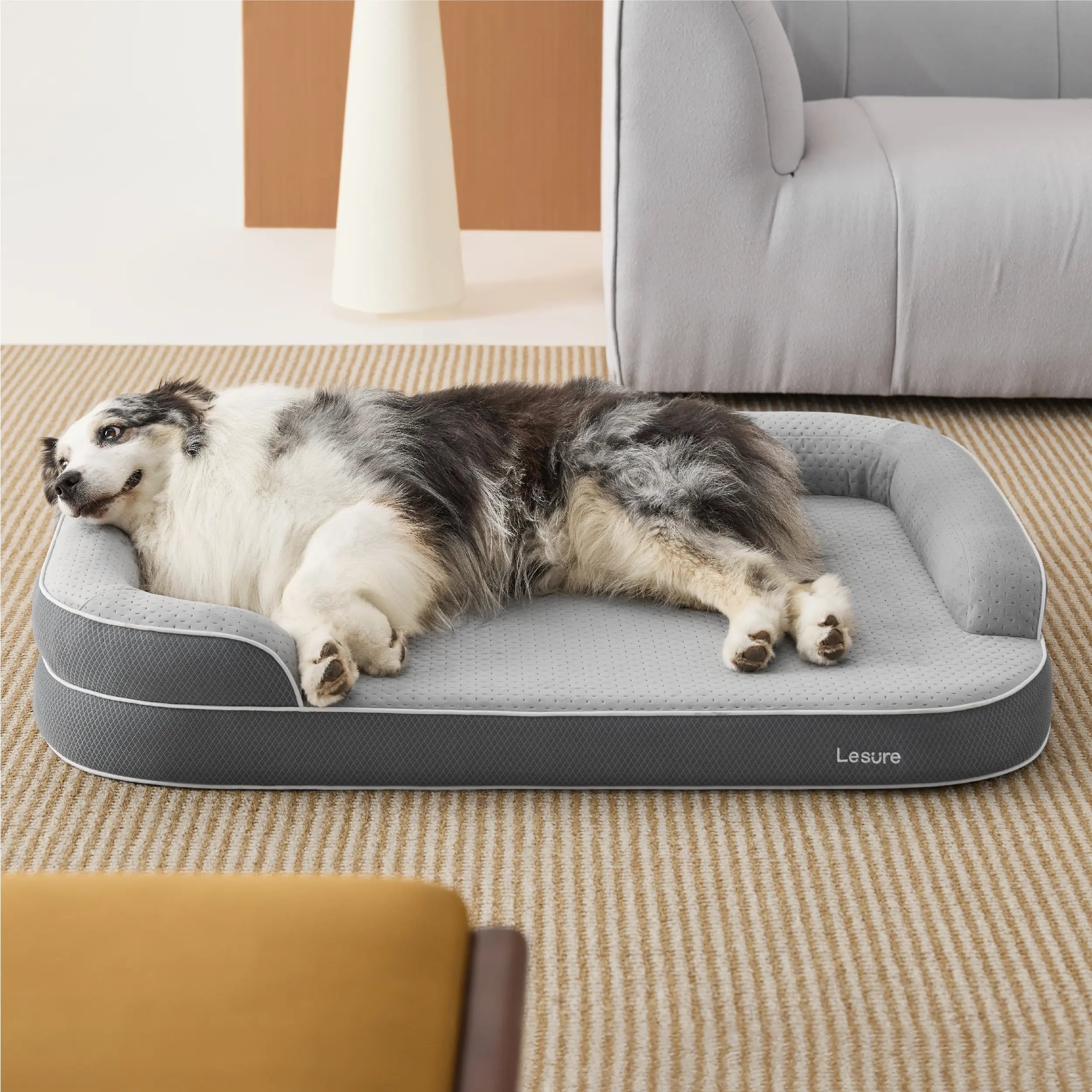 Lesure Realortho Orthopedic Dog Bed - Joint Protection for Large & Senior Dogs,Premium Memory Foam Orthopedic Bed for Senior Joint Support with Waterproof Washable Cover, Comfort Couch Sofa for Deep Sleep