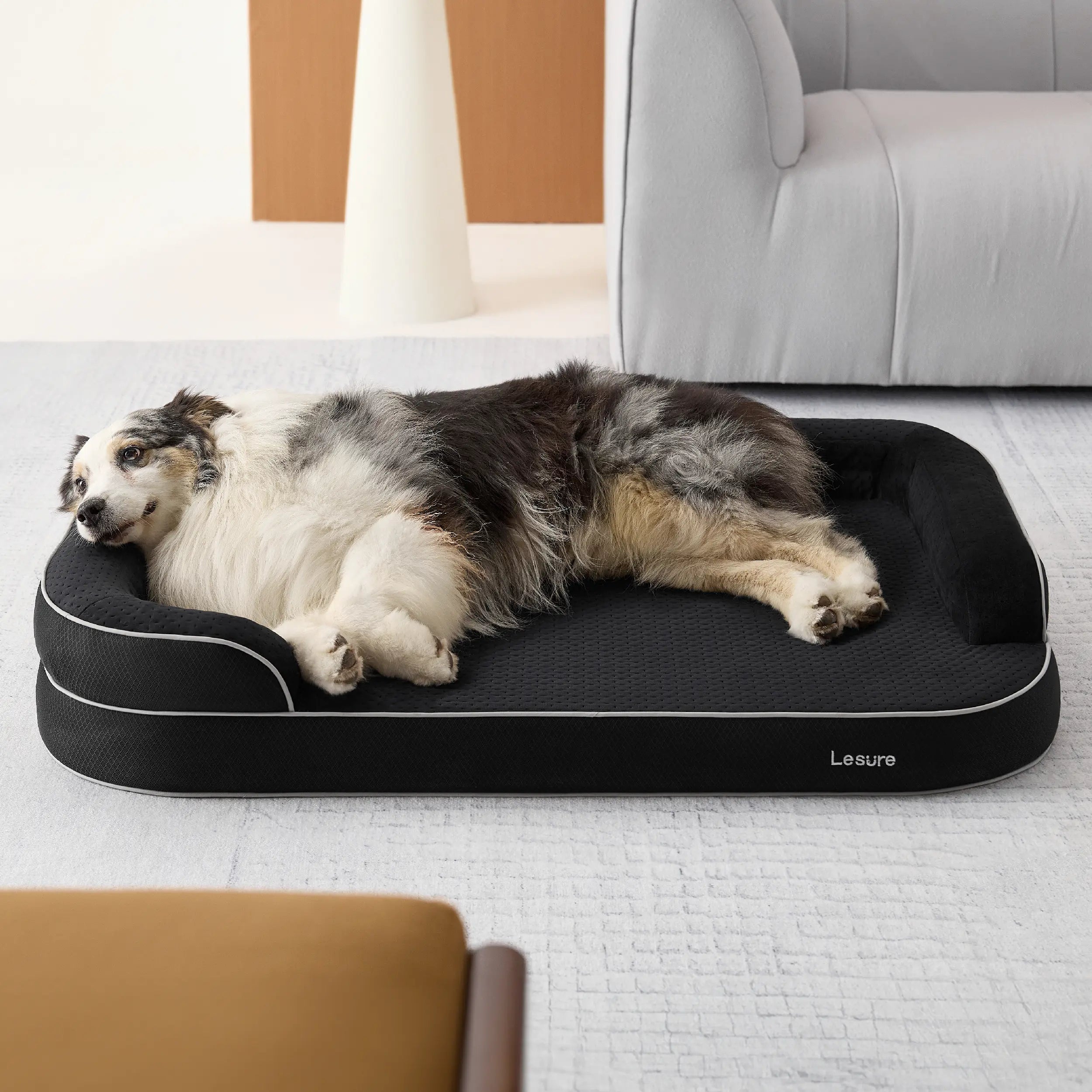 Lesure Realortho Orthopedic Dog Bed - Joint Protection for Large & Senior Dogs,Premium Memory Foam Orthopedic Bed for Senior Joint Support with Waterproof Washable Cover, Comfort Couch Sofa for Deep Sleep